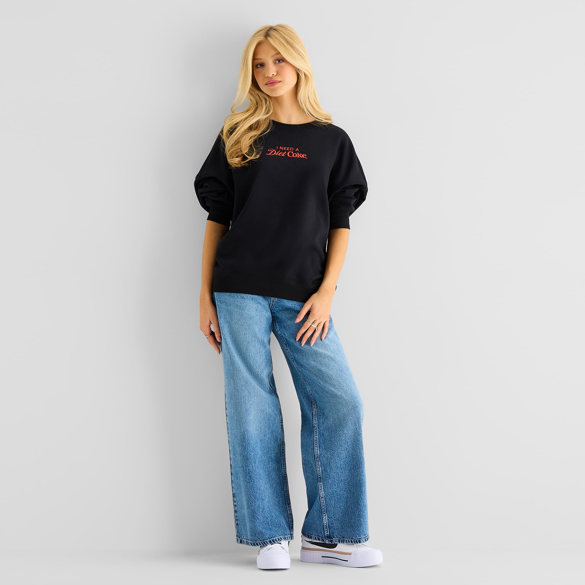 Grayson Threads, The Label Diet Coke Crew Fleece Womens Juniors Neck Long Sleeve Sweatshirt