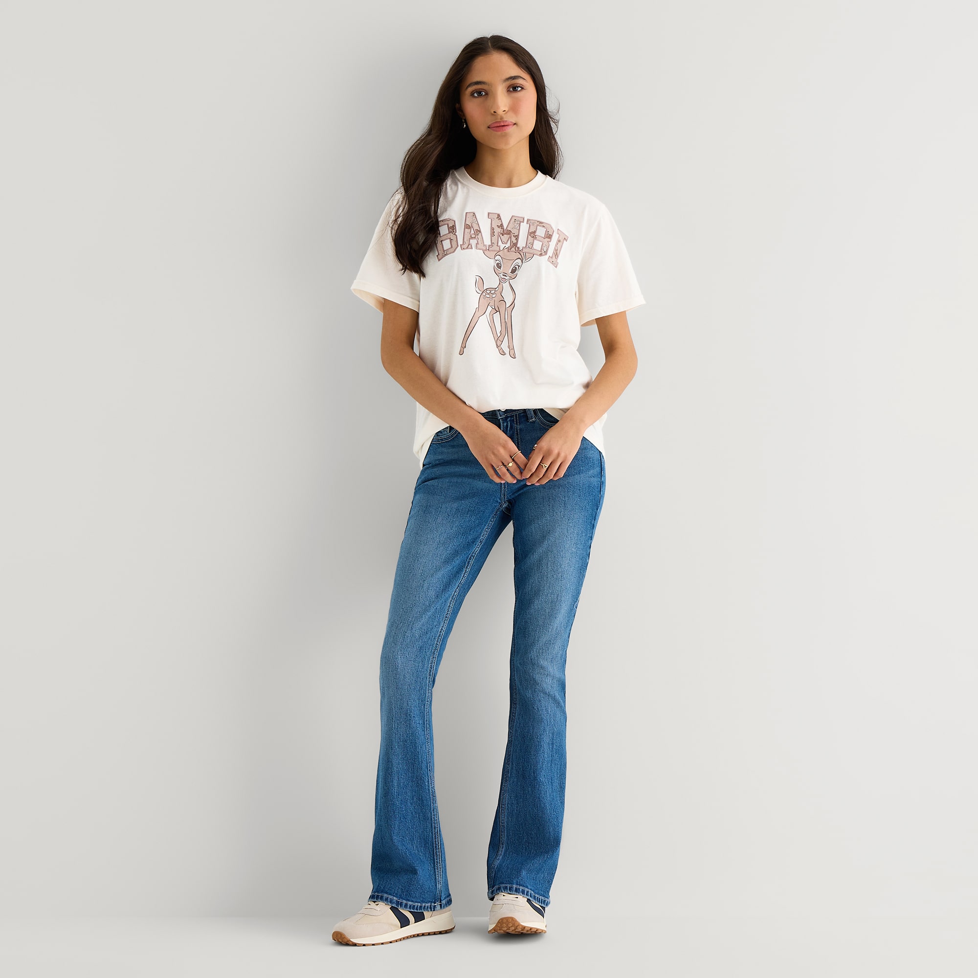 Grayson Threads, The Label Boyfriend Tee Womens Juniors Crew Neck Short Sleeve Loose Fit Bambi Graphic T-Shirt