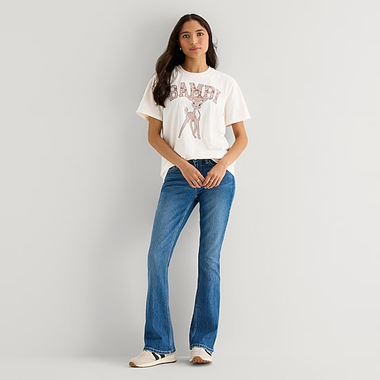 Grayson Threads, The Label Boyfriend Tee Womens Juniors Crew Neck Short Sleeve Loose Fit Bambi Graphic T-Shirt