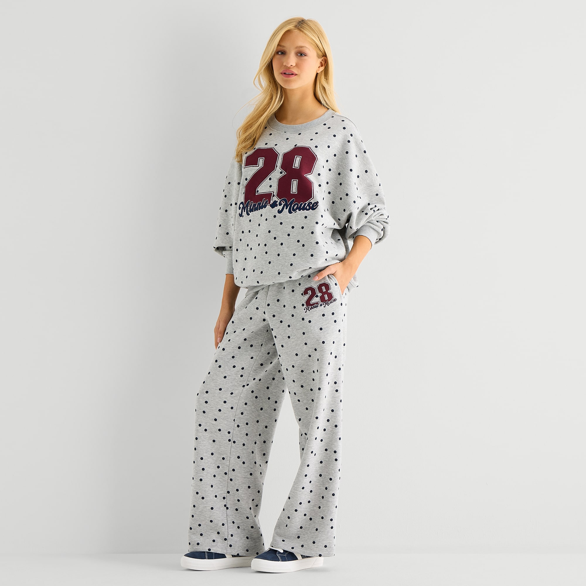 Grayson Threads, The Label Minnie Mouse Sweatpant Womens Juniors Wide Leg Mid Rise Fleece