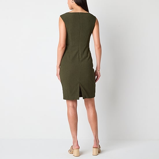 Jessica Howard Womens Boat Neck Sleeveless Sheath Dress
