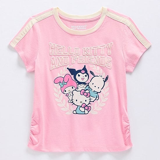 Little & Big Kid Girls Crew Neck Short Sleeve Regular Fit Hello Kitty Kuromi My Melody Graphic T-Shirt