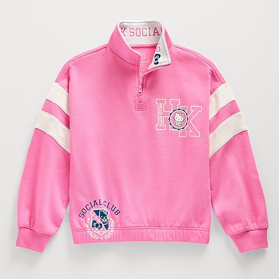Little & Big Kid Girls Long Sleeve Hello Kitty Casual Quarter-Zip
