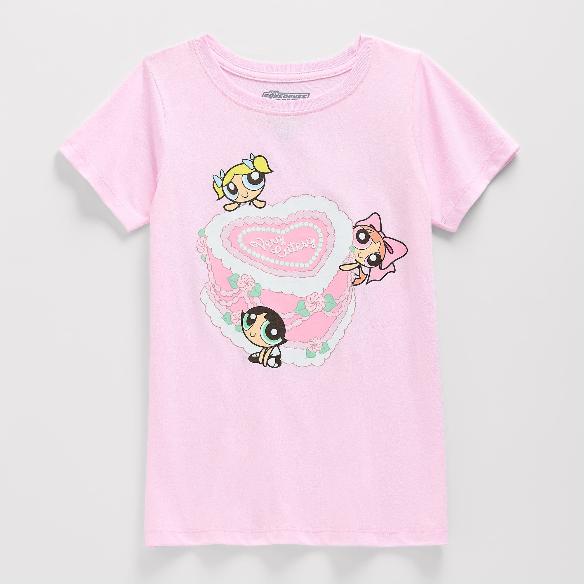 Little & Big Kid Girls Crew Neck Short Sleeve Regular Fit Powerpuff Graphic T-Shirt