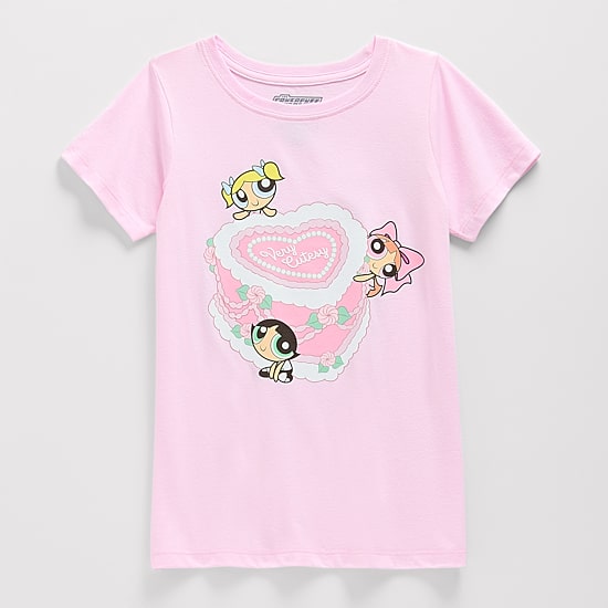 Little & Big Kid Girls Crew Neck Short Sleeve Regular Fit Powerpuff Girls Graphic T-Shirt