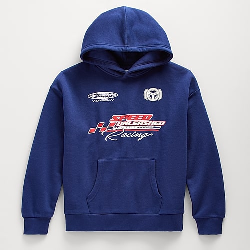Thereabouts Little & Big Kid Boys Long Sleeve Fleece Hoodie In Blue