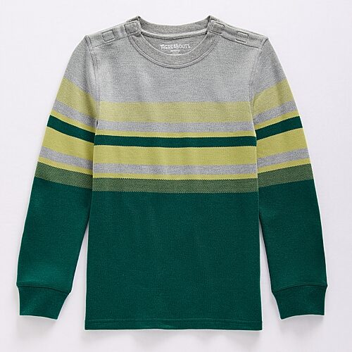 Thereabouts Little & Big Kid Boys Easy-on + Easy-off Sensory Friendly Crew Neck Long Sleeve Adaptive Regular Fit In Green