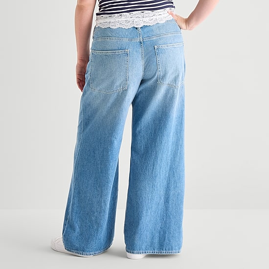 Arizona Womens Juniors Plus Low Rise Baggy Fit Jean
