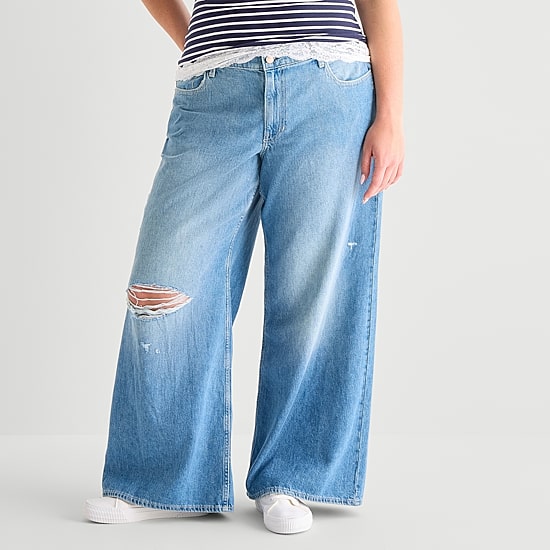 Arizona Womens Juniors Plus Low Rise Baggy Fit Jean