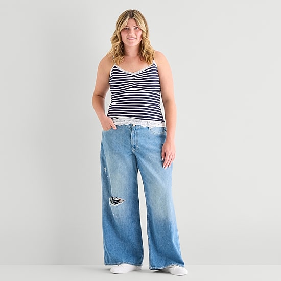 Arizona Womens Juniors Plus Low Rise Baggy Fit Jean