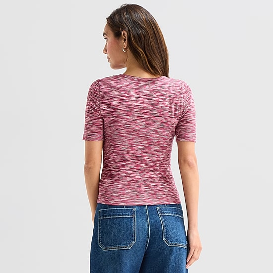 a.n.a Womens Split Tie Neck Short Sleeve T-Shirt