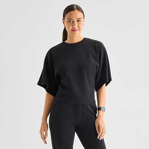Stylus Womens Crew Neck Short Sleeve T-shirt In Black