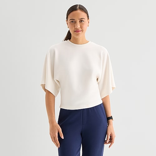 Stylus Womens Crew Neck Short Sleeve T-shirt In White