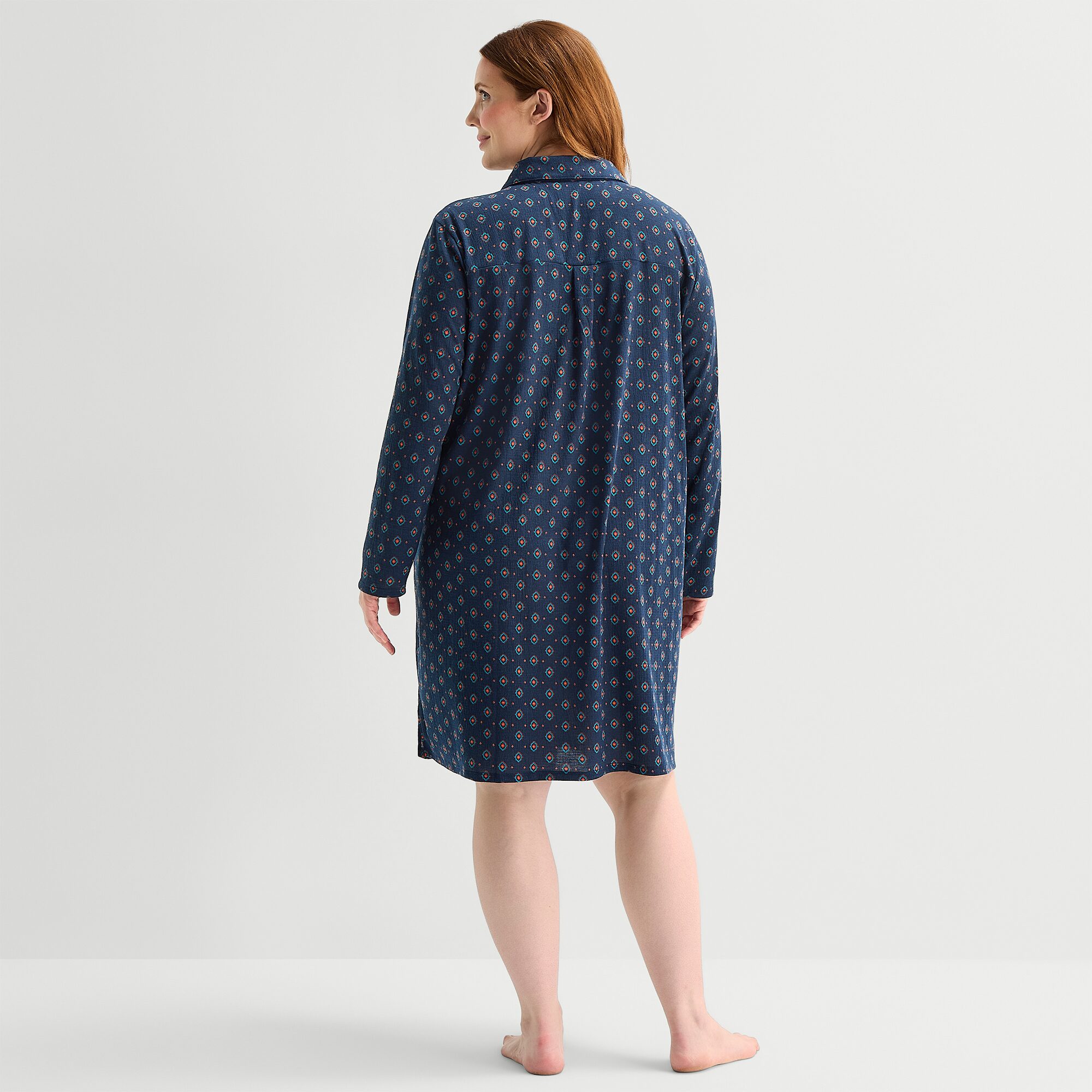 Liz Claiborne Womens Plus Long Sleeve Scoop Neck Nightshirt