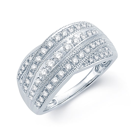 1/2 CT.T.W. Natural Diamond 10K White Gold Wedding Band