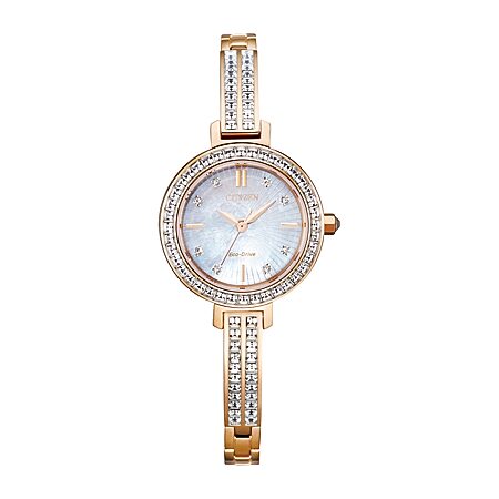 Citizen® Eco-Drive Silhouette Womens Crystal-Accent Gold-Tone 