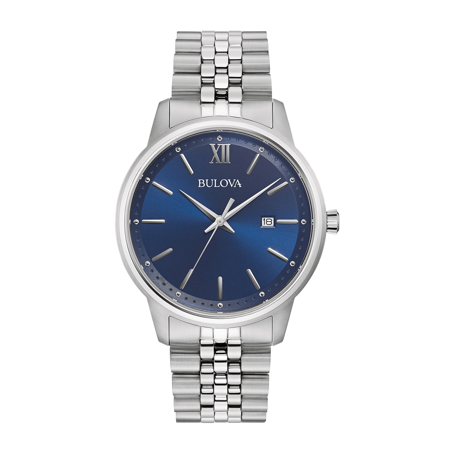 Bulova Classic Mens Silver Tone Stainless Steel Bracelet Watch 96b334