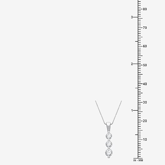 3-Stone Linear (H-I / I1) Womens 1/2 CT. T.W. Lab Grown White Diamond 10K Gold 18 Inch Pendant Necklace