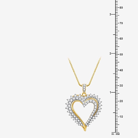Womens 1 CT. T.W. Natural White Diamond 10K Gold Heart 18 Inch Pendant Necklace