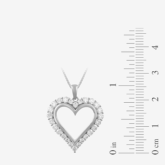 Womens 1 CT. T.W. Lab Grown White Diamond 10K Gold Heart 18 Inch Pendant Necklace