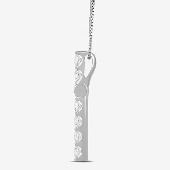 Womens 1 CT. T.W. Lab Grown White Diamond 10K Gold Cross 18 Inch Pendant Necklace