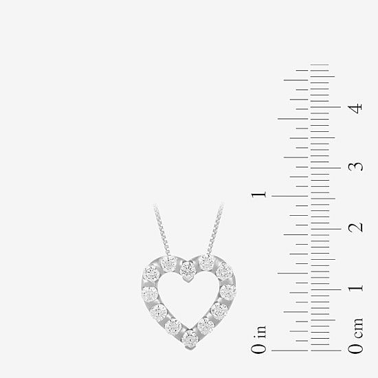 Womens 1 CT. T.W. Lab Grown White Diamond 10K Gold Heart 18 Inch Pendant Necklace