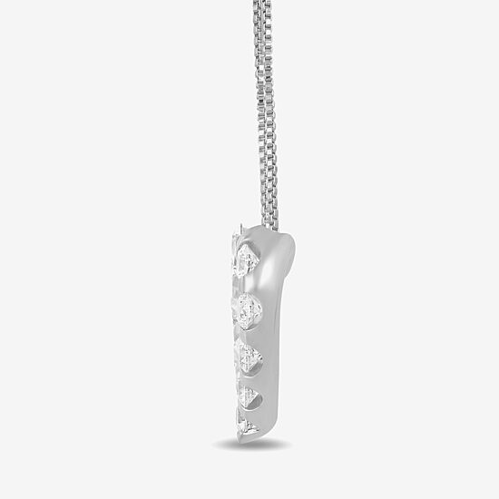 Womens 1 CT. T.W. Lab Grown White Diamond 10K Gold Heart 18 Inch Pendant Necklace