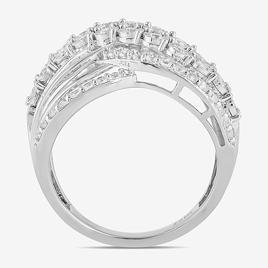 Womens 1 CT. T.W. Lab Grown White Diamond 10K Gold Cocktail Ring