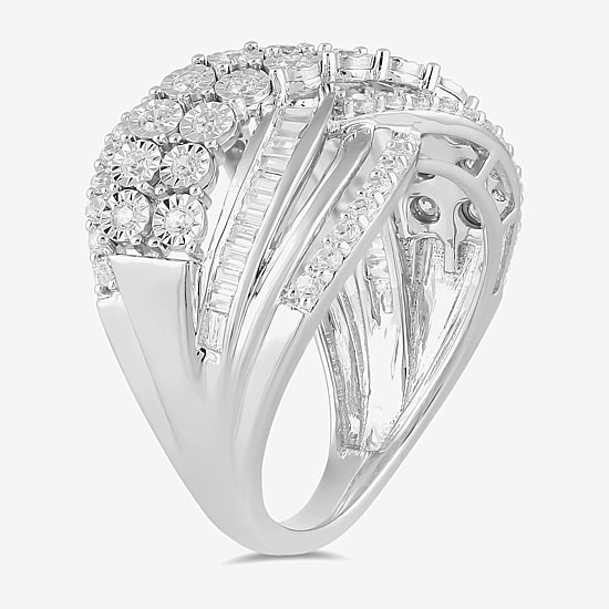Womens 1 CT. T.W. Lab Grown White Diamond 10K Gold Cocktail Ring