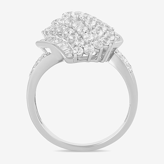 Womens 2 CT. T.W. Lab Grown White Diamond 10K Gold Marquise Cluster Cocktail Ring