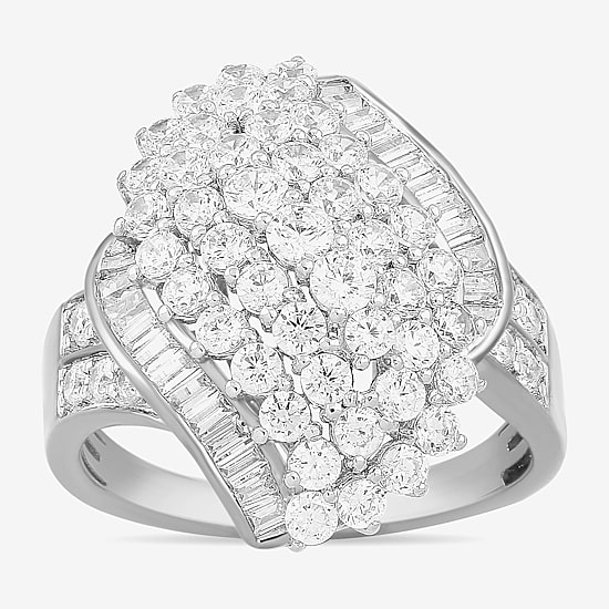 Womens 2 CT. T.W. Lab Grown White Diamond 10K Gold Marquise Cluster Cocktail Ring