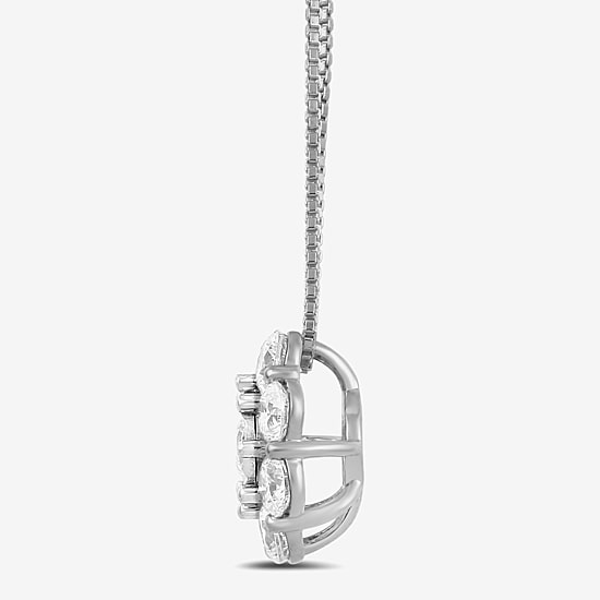 Diamond Blossom (H / I1-I2) Womens 1 CT. T.W. Lab Grown White Diamond 10K Gold 18 Inch Pendant Necklace
