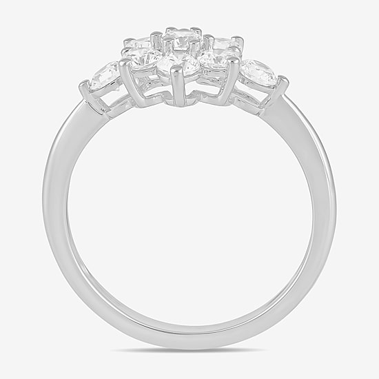 Diamond Blossom (H / I1-I2) Womens 1 CT. T.W. Lab Grown White Diamond 10K Gold Flower Cluster Cocktail Ring
