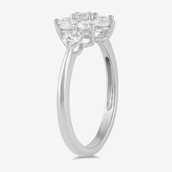 Diamond Blossom (H / I1-I2) Womens 1 CT. T.W. Lab Grown White Diamond 10K Gold Flower Cluster Cocktail Ring