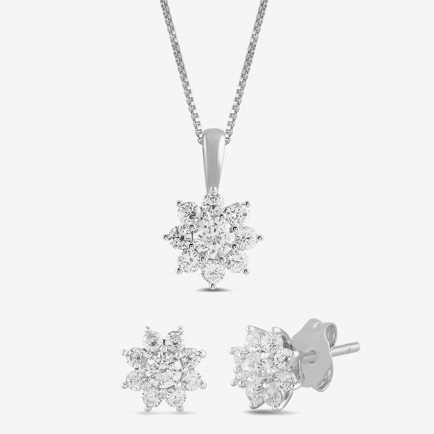 Diamond Blossom Womens 1 CT. T.W. Lab Grown White Diamond 10K Gold Flower Jewelry Set