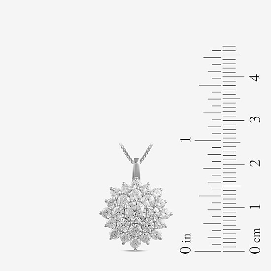 (G / I1) Womens 2 CT. Lab Grown White Diamond 10K Gold Flower 18 Inch Pendant Necklace