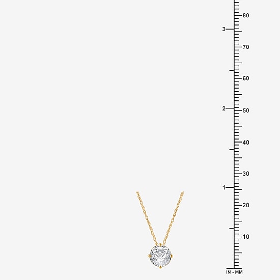 Ever Star (H-I / Si2-I1) Womens 1 CT. Lab Grown White Diamond 10K Gold Round 18 Inch Pendant Necklace
