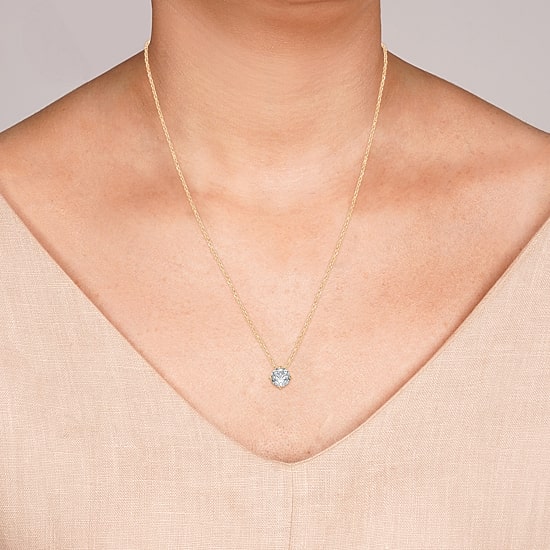 Ever Star (H-I / Si2-I1) Womens 1 CT. Lab Grown White Diamond 10K Gold Round 18 Inch Pendant Necklace
