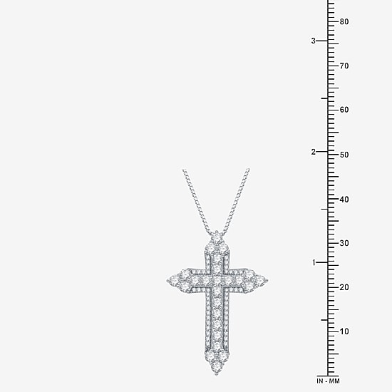 Womens 1 1/2 CT. T.W. Lab Grown White Diamond Sterling Silver Cross 18 Inch Pendant Necklace