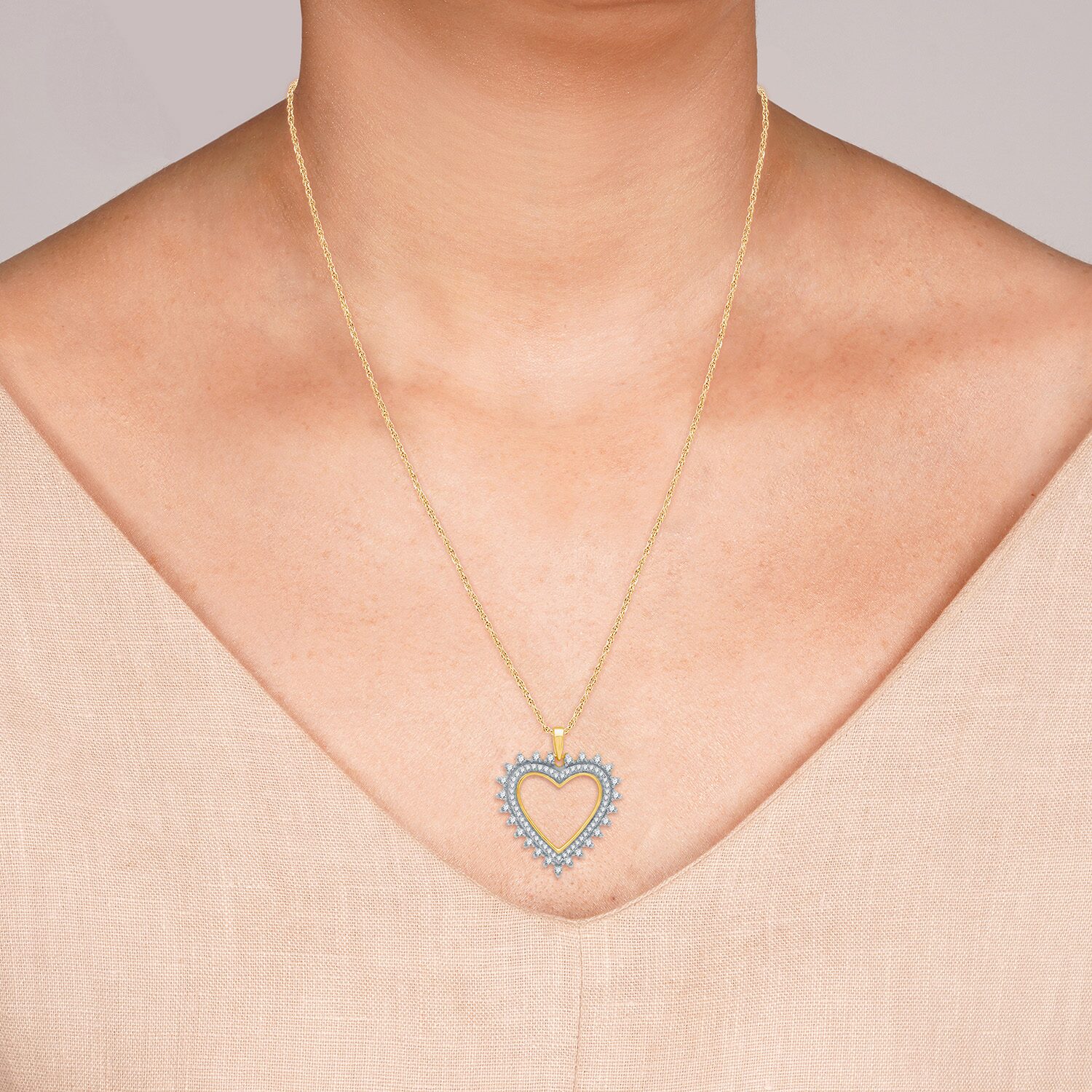 Womens 1/2 CT. T.W. Lab Grown White Diamond 14K Gold Over Silver Sterling Silver Heart 18 Inch Pendant Necklace