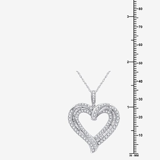 Womens 1 1/2 CT. T.W. Lab Grown White Diamond Sterling Silver Heart 18 Inch Pendant Necklace