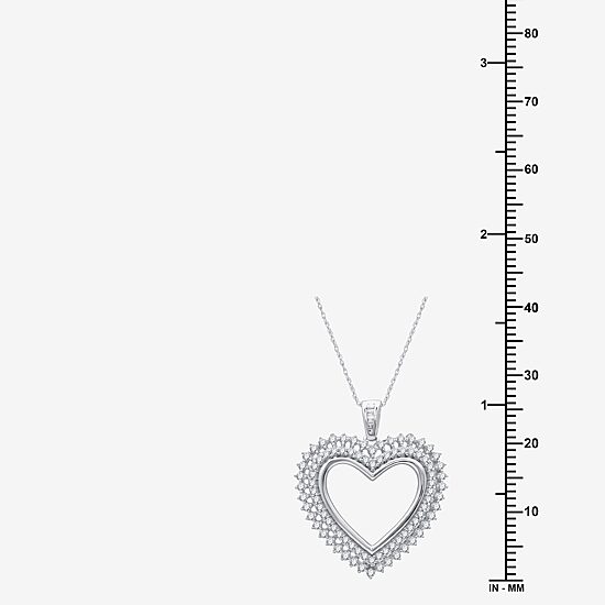 Womens 1 CT. T.W. Lab Grown White Diamond Sterling Silver Heart 18 Inch Pendant Necklace