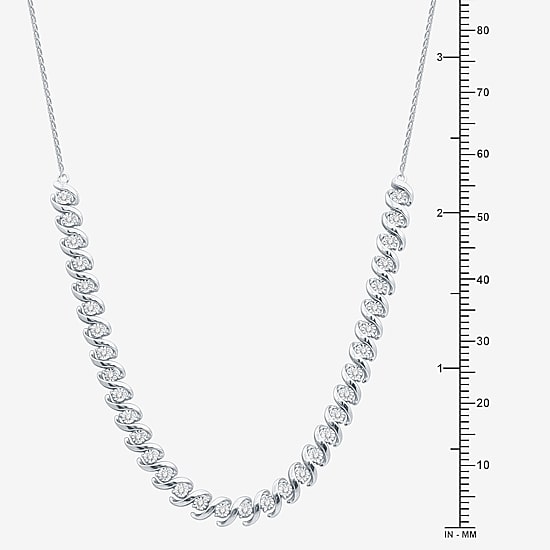 Womens White Diamond Sterling Silver 12 Inch Tennis Necklace