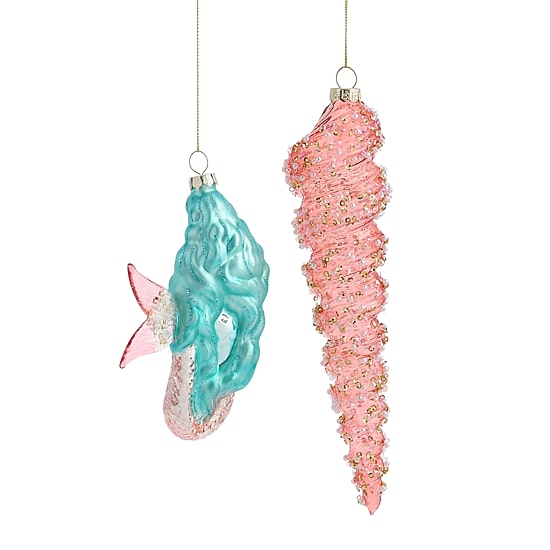 North Pole Trading Co. Mermaid And Shell Set 2-pc. Christmas Ornament