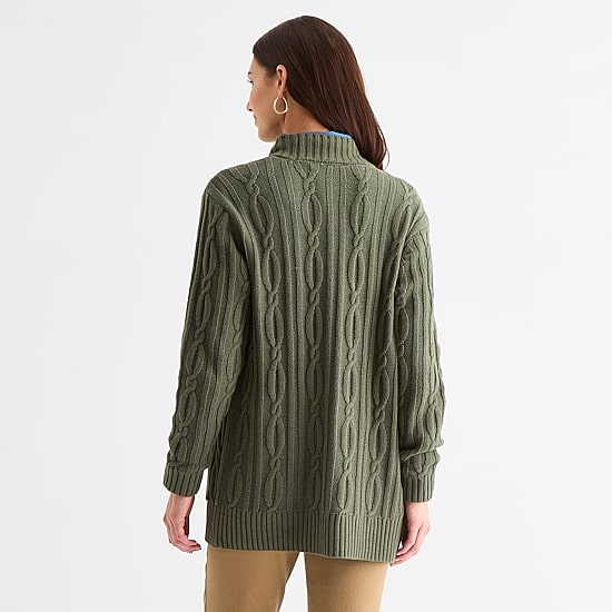 St. John's Bay Womens Long Sleeve Open Front Tall Cardigan
