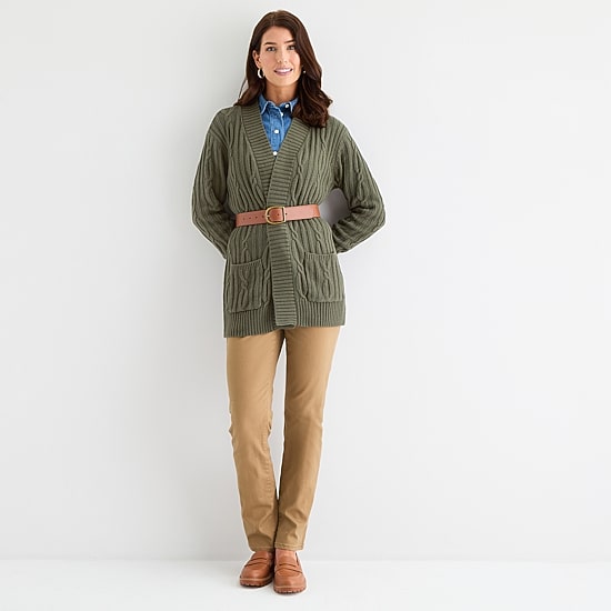 St. John's Bay Womens Long Sleeve Open Front Tall Cardigan