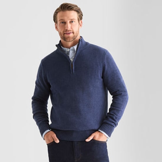 St. John's Bay Mens Mock Neck Long Sleeve Quarter-Zip Pullover Sweater