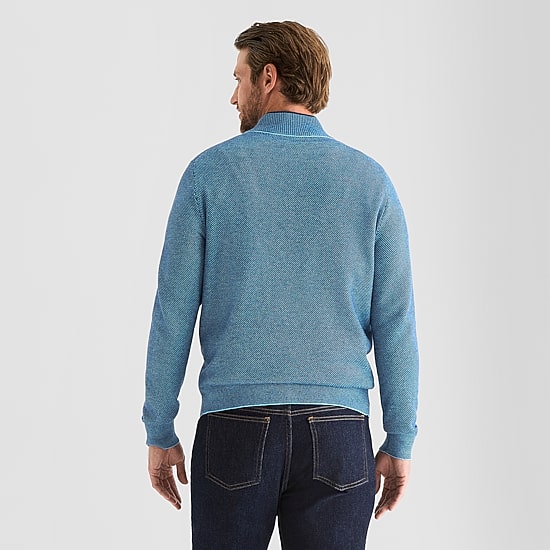St. John's Bay Birdseye Mens Mock Neck Long Sleeve Quarter-Zip Pullover Sweater