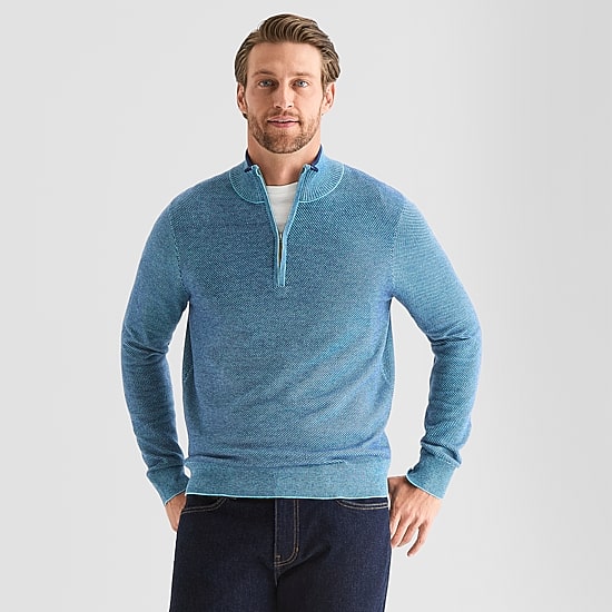 St. John's Bay Birdseye Mens Mock Neck Long Sleeve Quarter-Zip Pullover Sweater