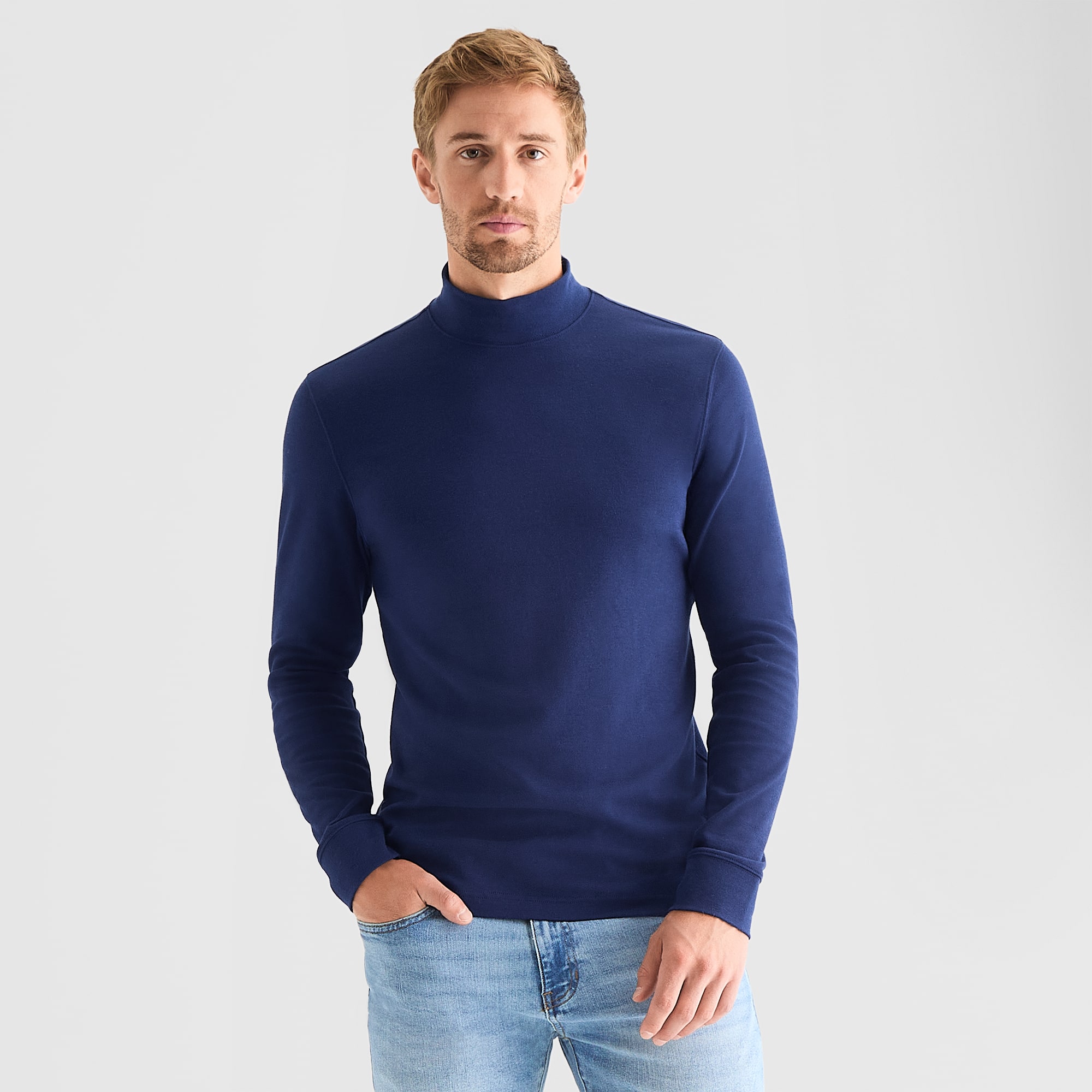 St. John's Bay Interlock Mens Long Sleeve Mock Neck Top